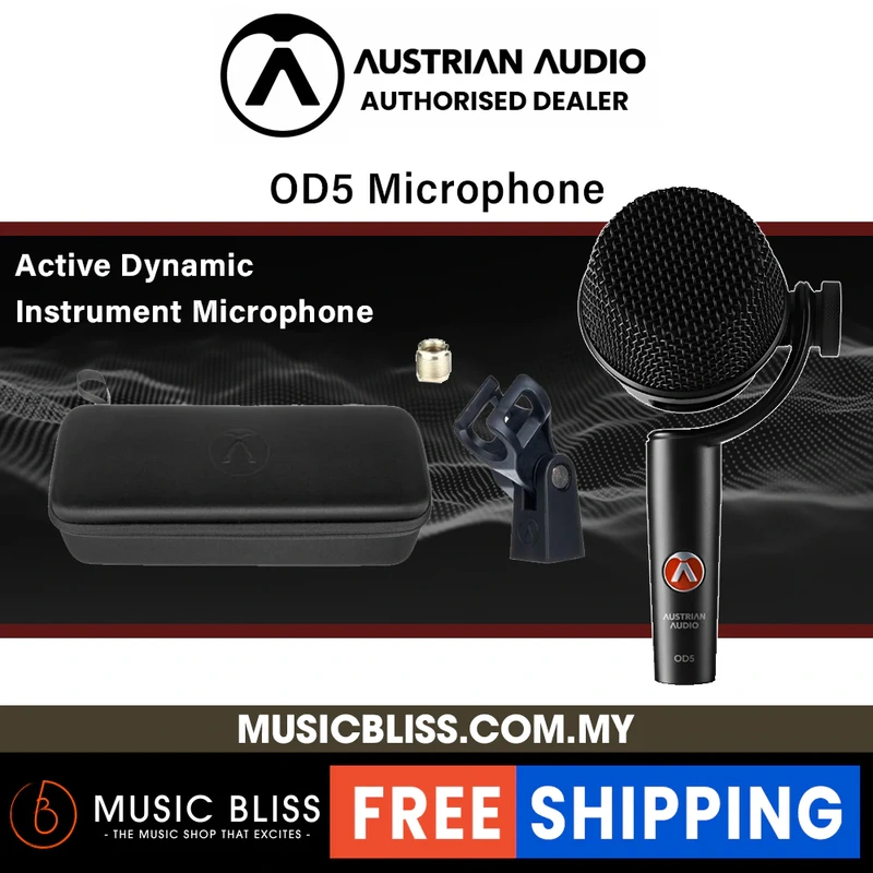 Austrian Audio OD5 Cardioid Active-Dynamic Instrument Microphone