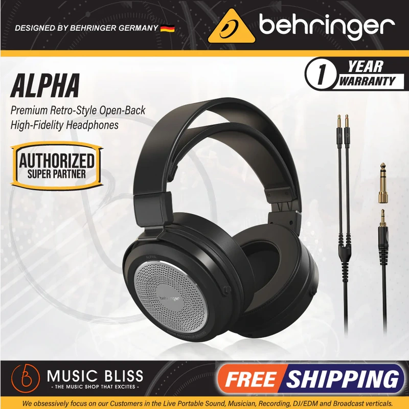 Behringer Alpha Premium Retro-Style Open-Back High-Fidelity Headphones