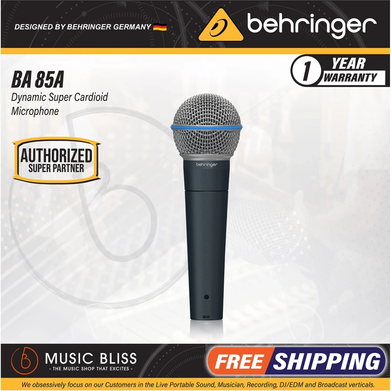Behringer BA85A Dynamic Super Cardioid Microphone with Carrying Case