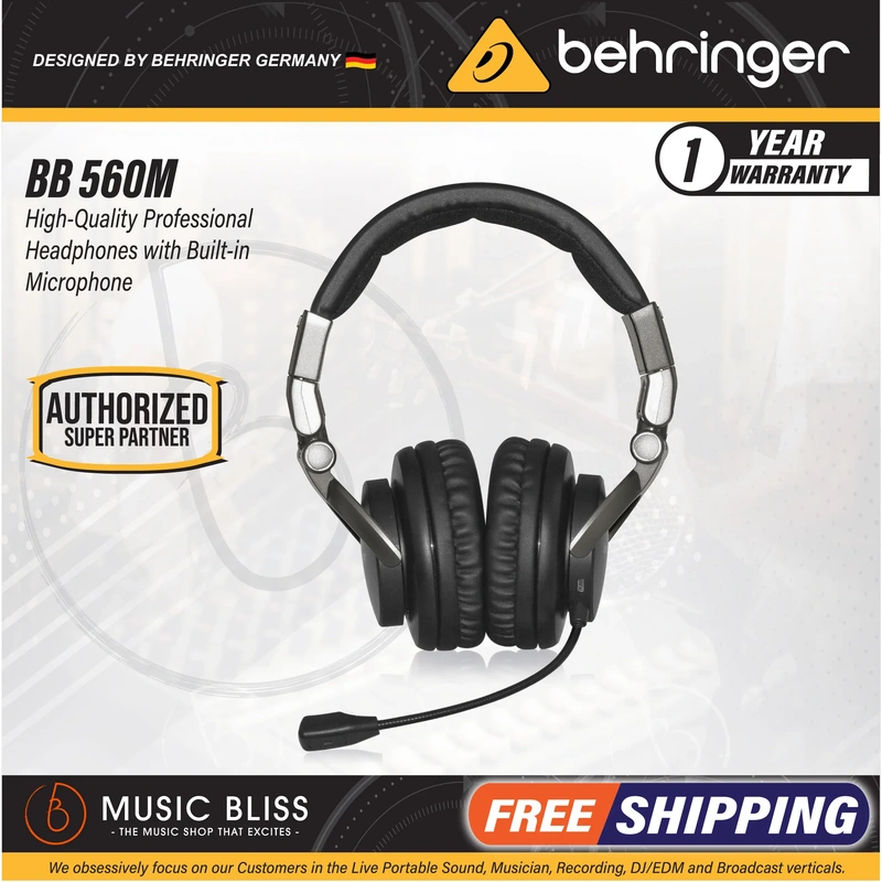 Behringer BB 560M High-Quality Professional Headphones with Built-in Microphone
