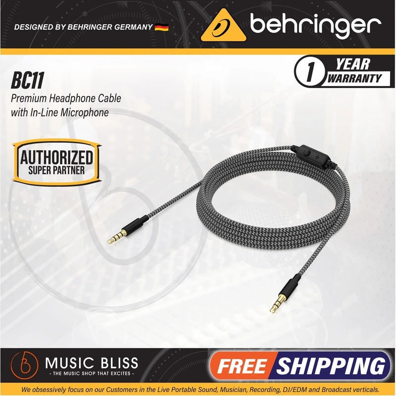 Behringer BC11 Premium Headphone Cable with In-line Microphone