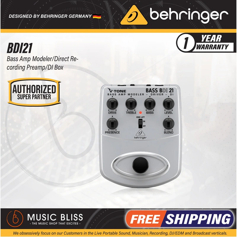Behringer BDI21 V-Tone Bass Driver Preamp/DI Pedal
