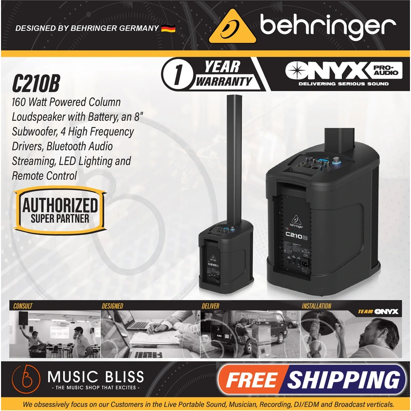 Behringer C210B 160W Active Column Speaker with Battery
