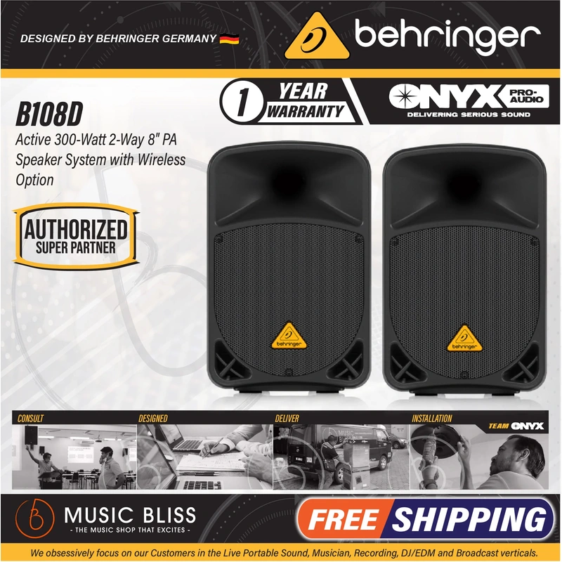 Behringer Eurolive B108D 300-Watt 8" Powered Speaker - Pair