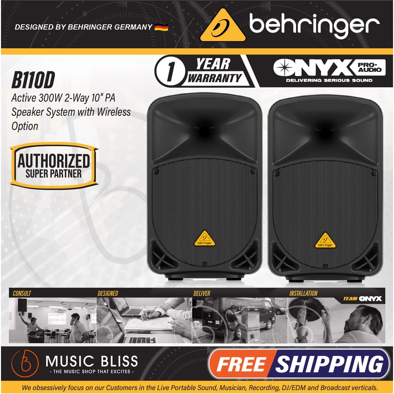 Behringer Eurolive B110D 300-Watt 10" Powered Speaker - Pair