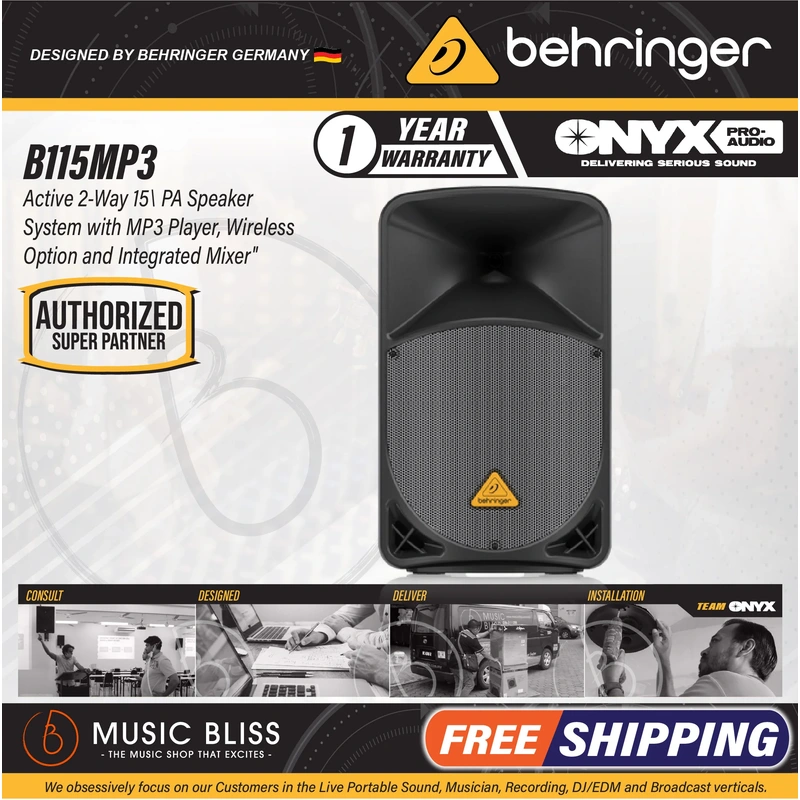 Behringer Eurolive B115MP3 1000W 15" Powered Speaker