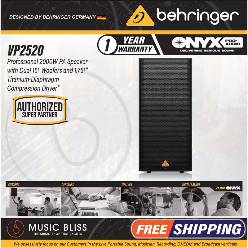Behringer Eurolive VP2520 2000-watt Dual 15'' Passive Speaker