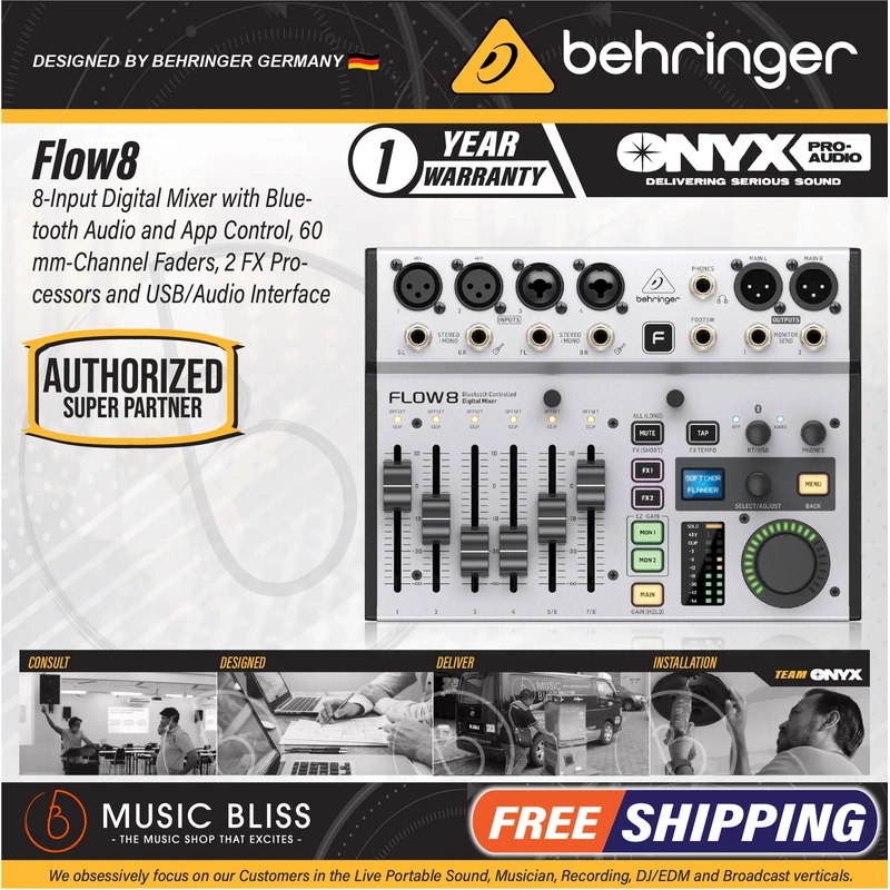 Behringer FLOW 8 8-input Digital Mixer with Bluetooth