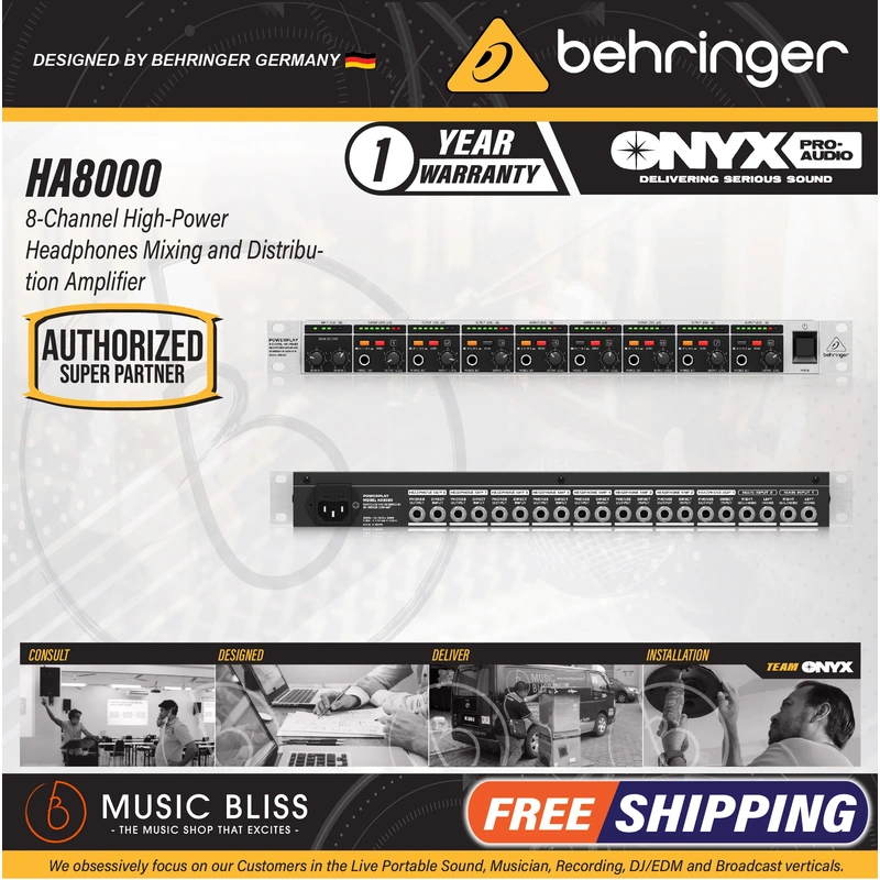 Behringer HA8000 V2 8-Channel Headphone Mixing/Distribution Amplifier