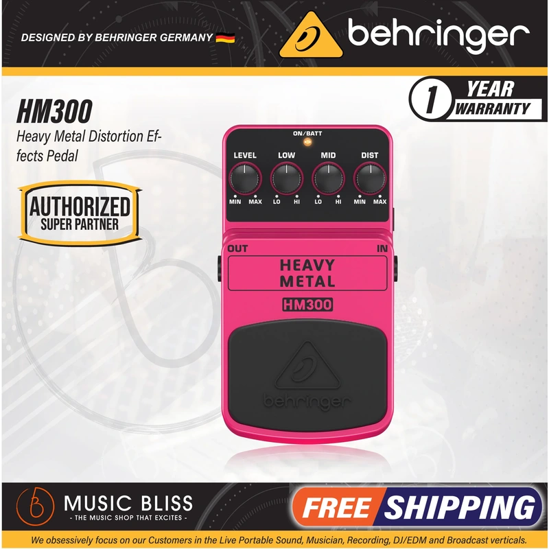 Behringer HM300 Heavy Metal Distortion Guitar Effects Pedal