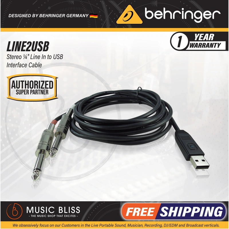 Behringer Line2USB Stereo 1/4 inch Line to USB Audio Interface