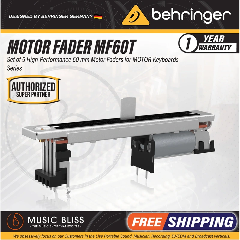 Behringer MOTOR FADER MF60T - Set of 5 High-Performance 60 mm Motor Faders for MOTR Keyboards Series