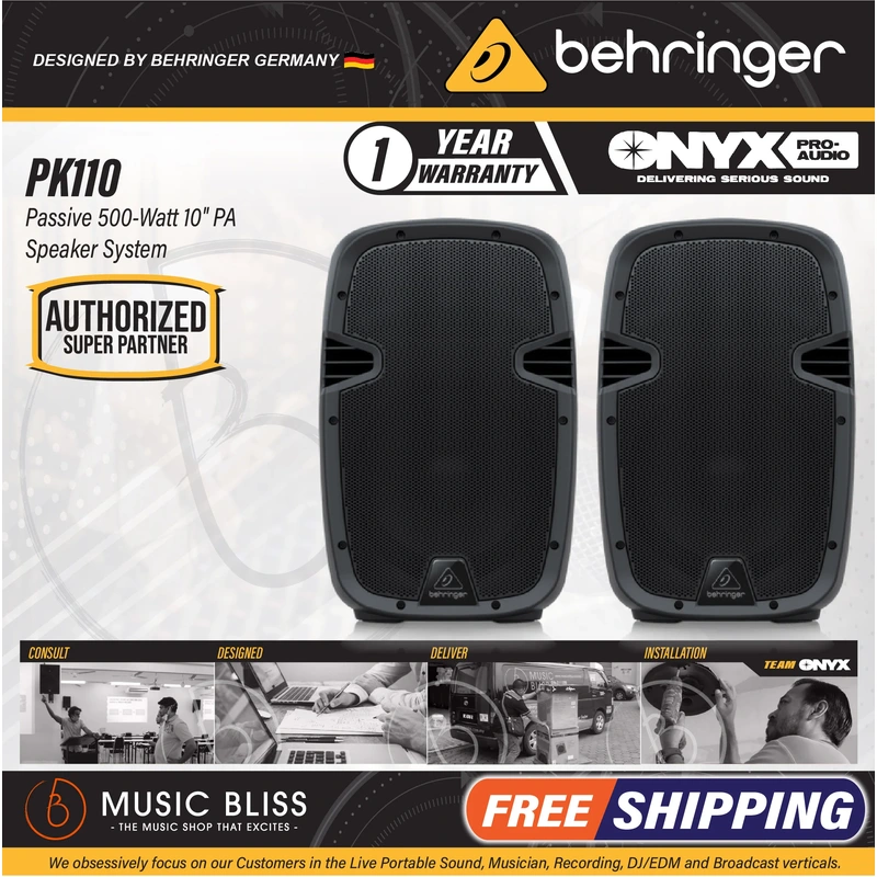 Behringer PK110 Passive 500-Watt 10" PA Speaker System - Pair