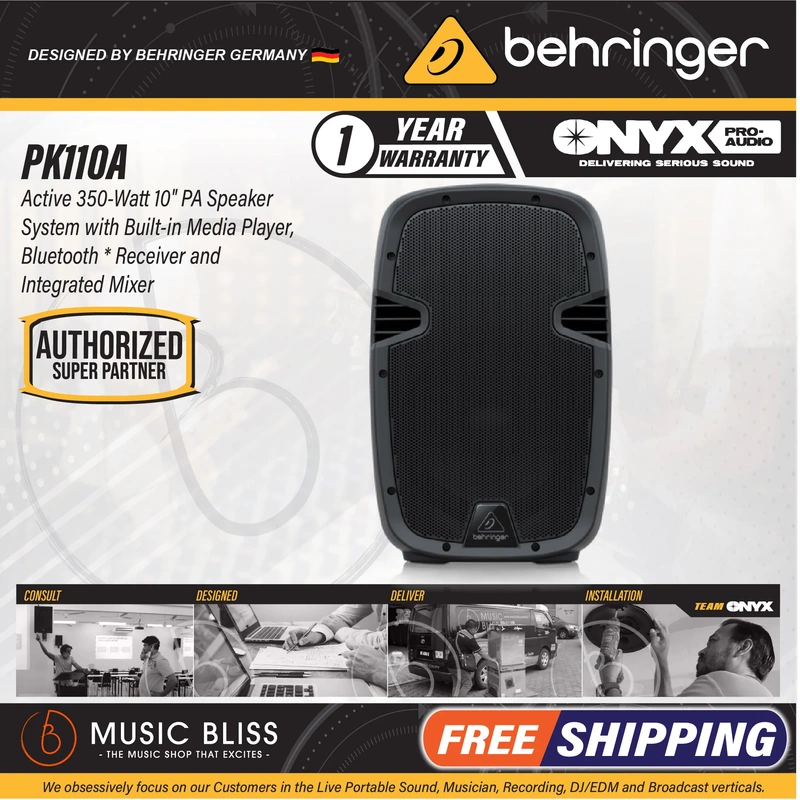 Behringer PK110A Active 350W 10" PA Speaker System with Bluetooth