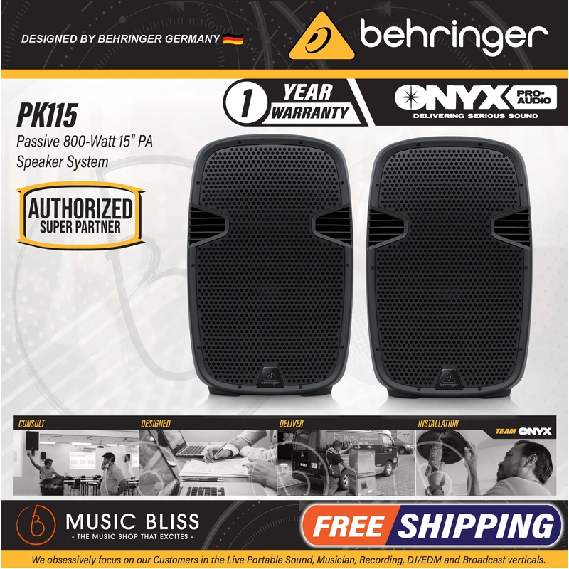 Behringer PK115 Passive 800-Watt 15" PA Speaker System - Pair