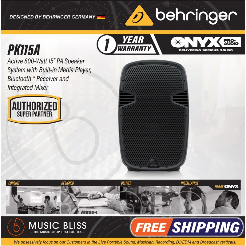 Behringer PK115A Active 800W 15" PA Speaker System with Bluetooth