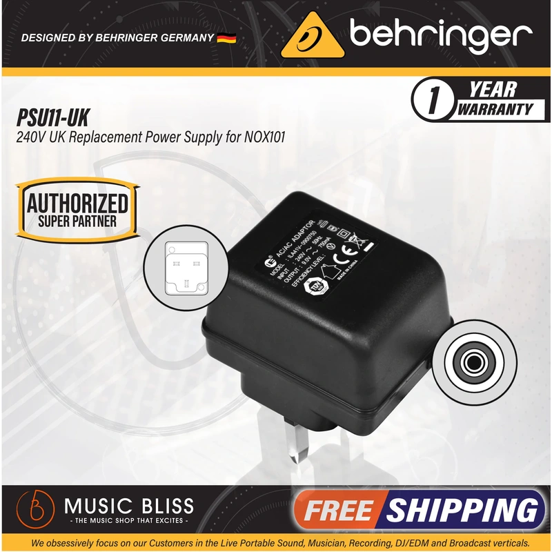 Behringer PSU11 240V UK Replacement Power Supply for NOX101