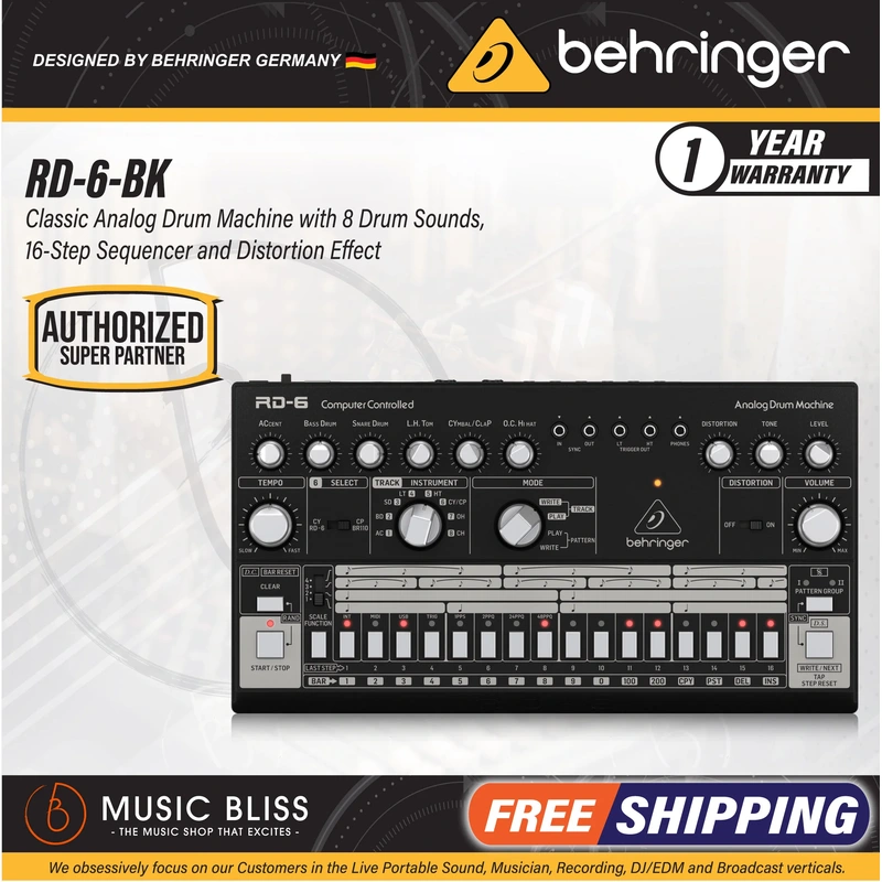 Behringer RD-6-BK Analog Drum Machine - Black