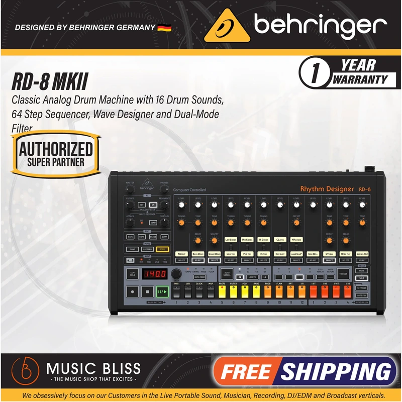 Behringer Rhythm Designer RD-8 MkII Analog Drum Machine