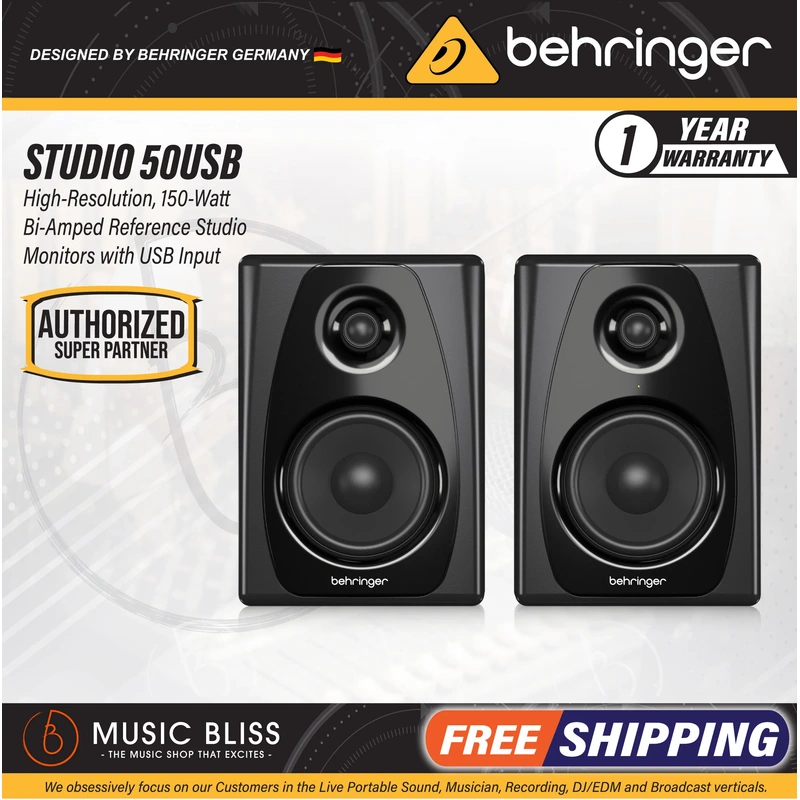 Behringer STUDIO 50USB 5" Powered Studio Monitors with USB - Pair