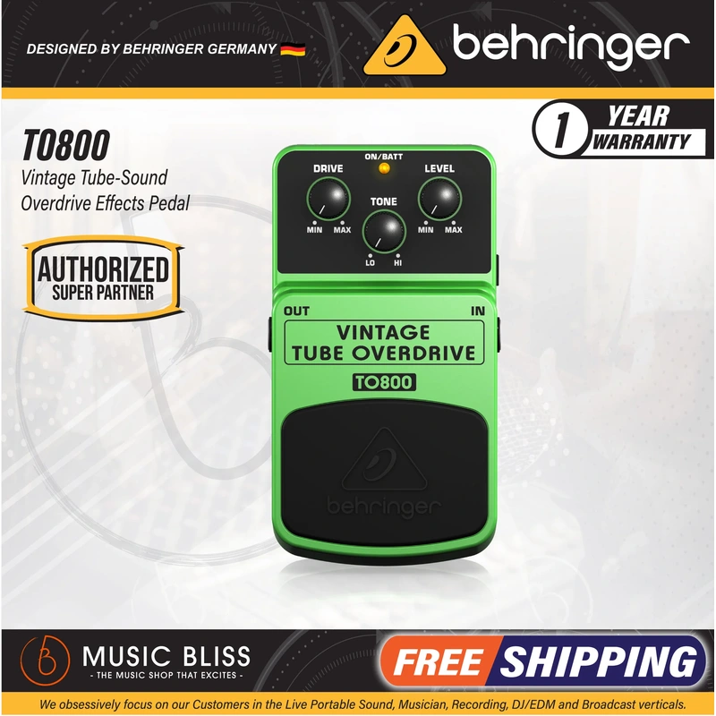 Behringer TO800 Vintage Tube Overdrive Effects Pedal