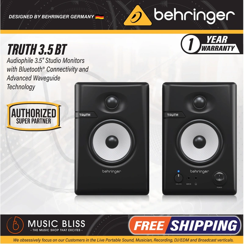 Behringer TRUTH 3.5 BT 3.5" Powered Studio Monitor with Bluetooth - Pair