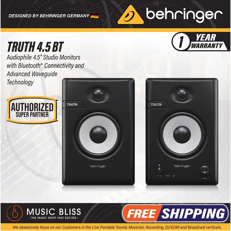 Behringer TRUTH 4.5 BT 4.5" Powered Studio Monitor with Bluetooth - Pair