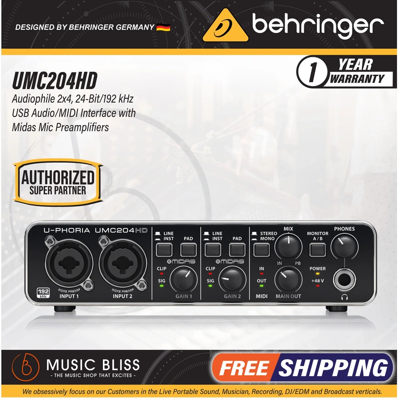 Behringer U-Phoria UMC-204HD USB 2.0 Audio Interface
