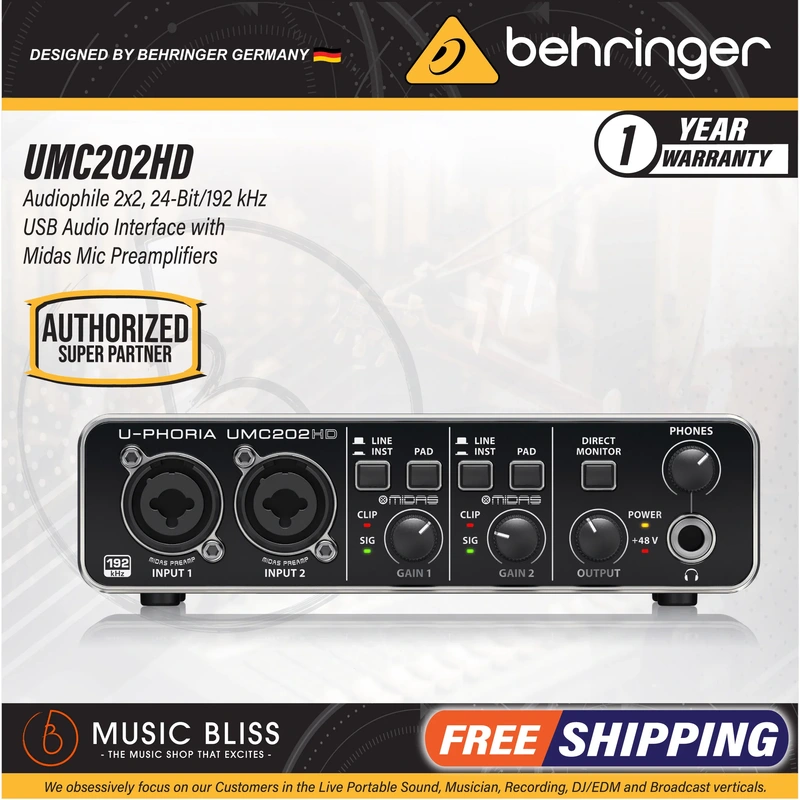 Behringer U-Phoria UMC202HD USB 2.0 Audio Interface
