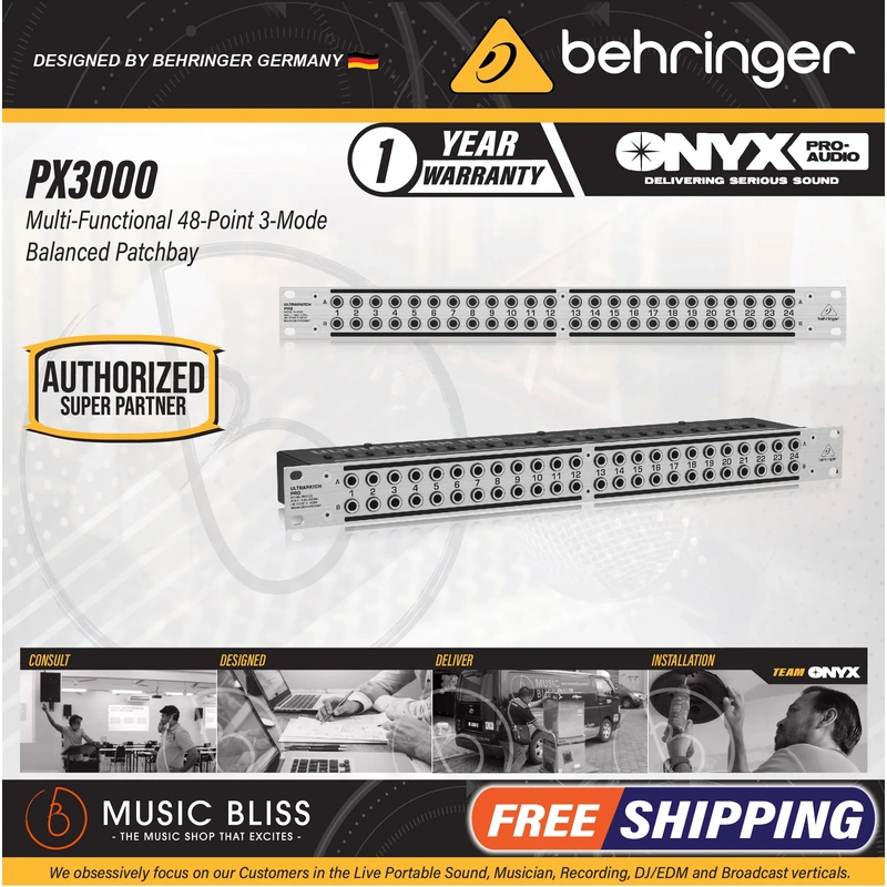 Behringer Ultrapatch Pro PX3000 48-point 1/4" TRS Balanced Patchbay