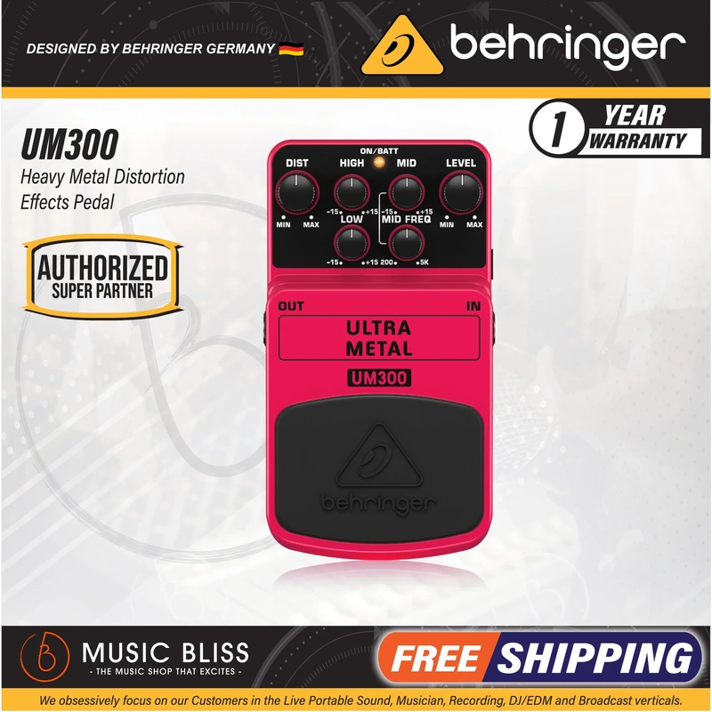 Behringer UM300 Ultra Metal Distortion Guitar Effects Pedal