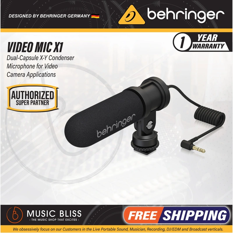 Behringer VIDEO MIC X1 Dual-capsule X-Y Condenser Microphone for Video Camera Applications