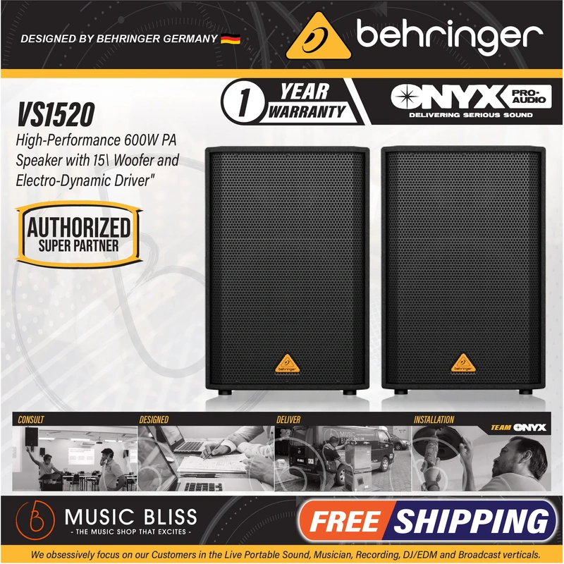 Behringer VS1520 600-Watt 15inch Passive Speaker - Pair