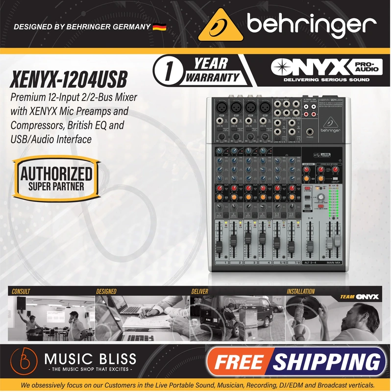 Behringer XENYX 1204USB 8-channel Mixer with USB