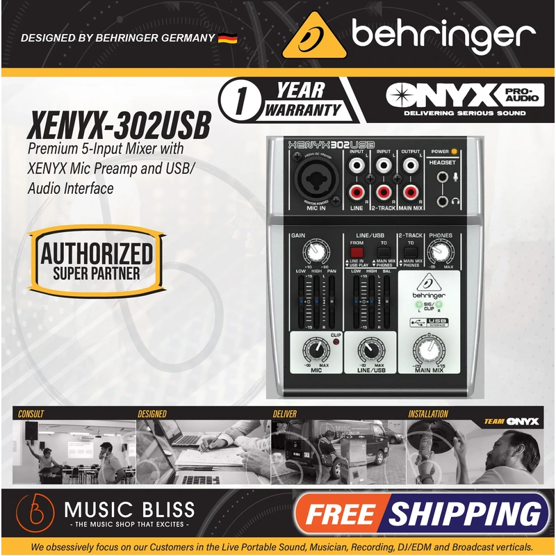 Behringer XENYX 302USB Analog Mixer with USB