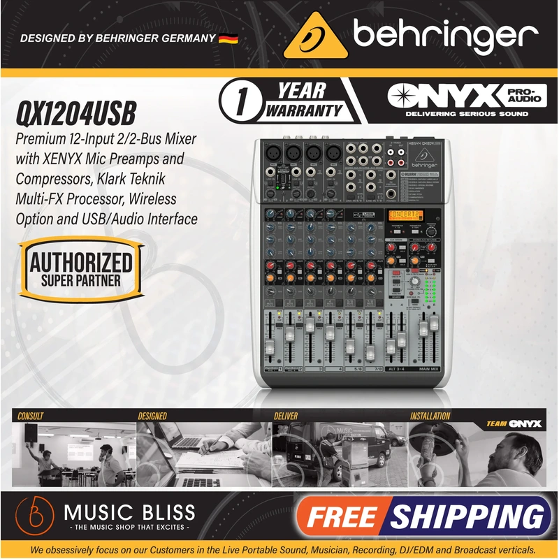 Behringer XENYX QX1204USB Mixer with USB and Effects