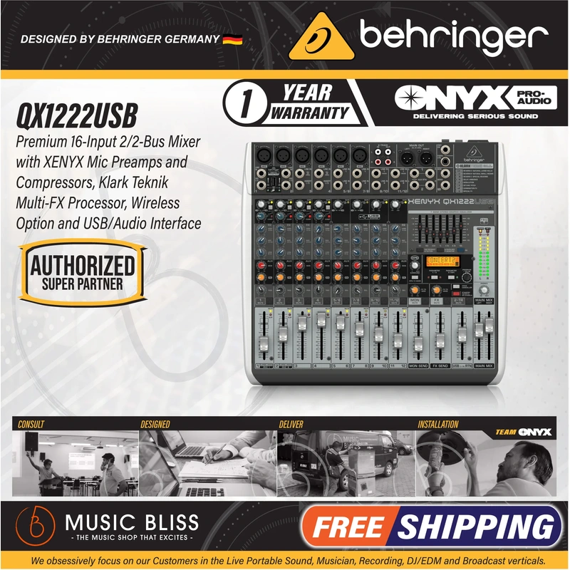 Behringer XENYX QX1222USB Mixer with USB and Effects
