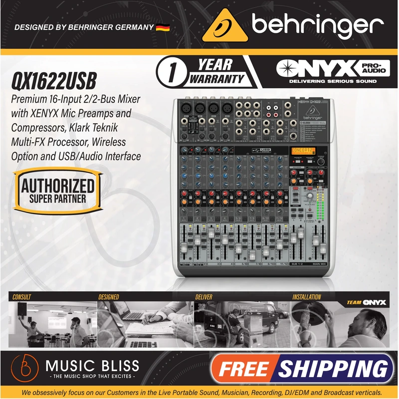 Behringer XENYX QX1622USB Mixer with USB and Effects