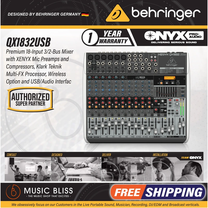 Behringer XENYX QX1832USB Mixer with USB and Effects