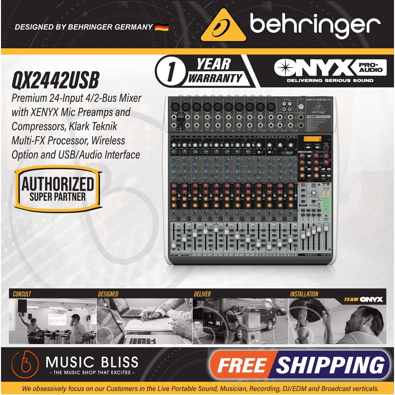Behringer XENYX QX2442USB Mixer with USB and Effects