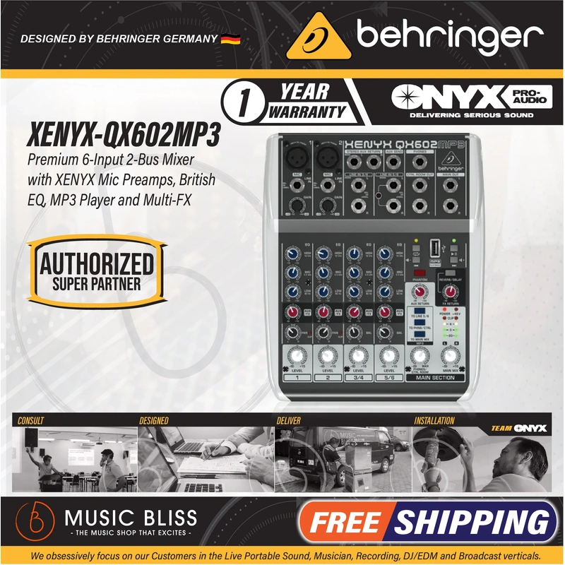 Behringer XENYX QX602MP3 Mixer with USB MP3 Playback