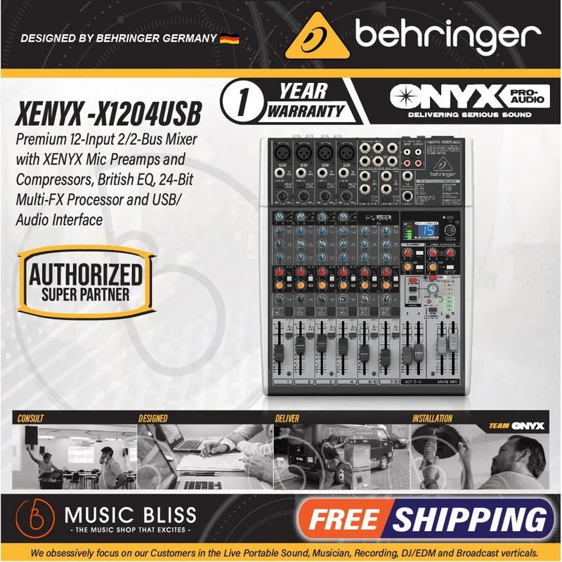 Behringer XENYX X1204USB 8-channel Mixer with USB and Effects
