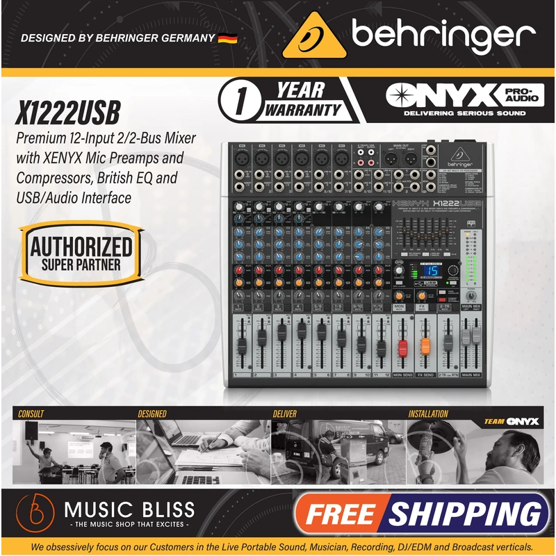 Behringer XENYX X1222USB 12-channel Mixer with USB and Effects