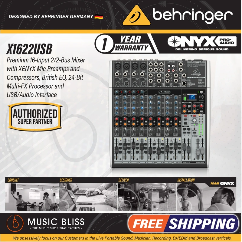 Behringer XENYX X1622USB 12-channel Mixer with USB and Effects
