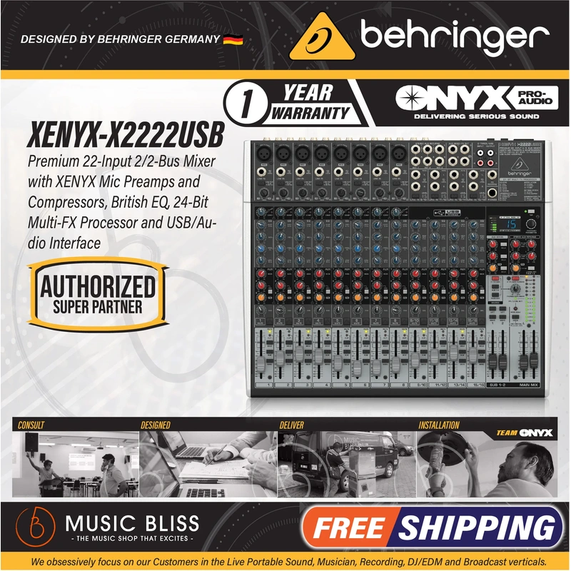 Behringer XENYX X2222USB Mixer with USB and Effects