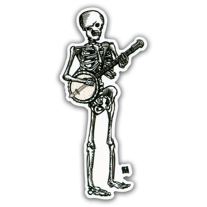 Bellavance Ink Vinyl Banjo Skeleton Sticker