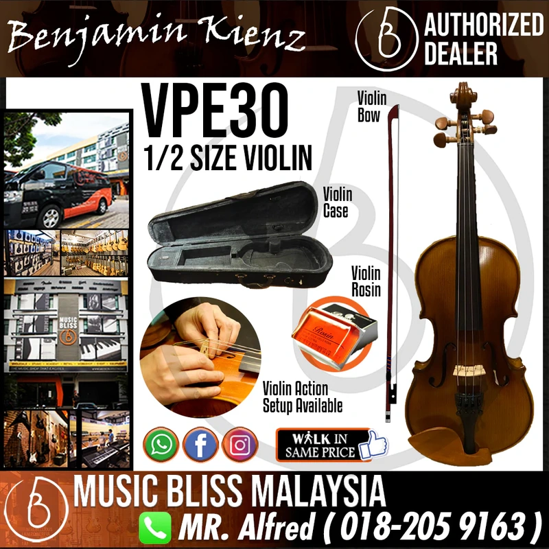 Benjamin Kienz Selection VPE30 1/2 Size Violin with Case for 6-10 years old