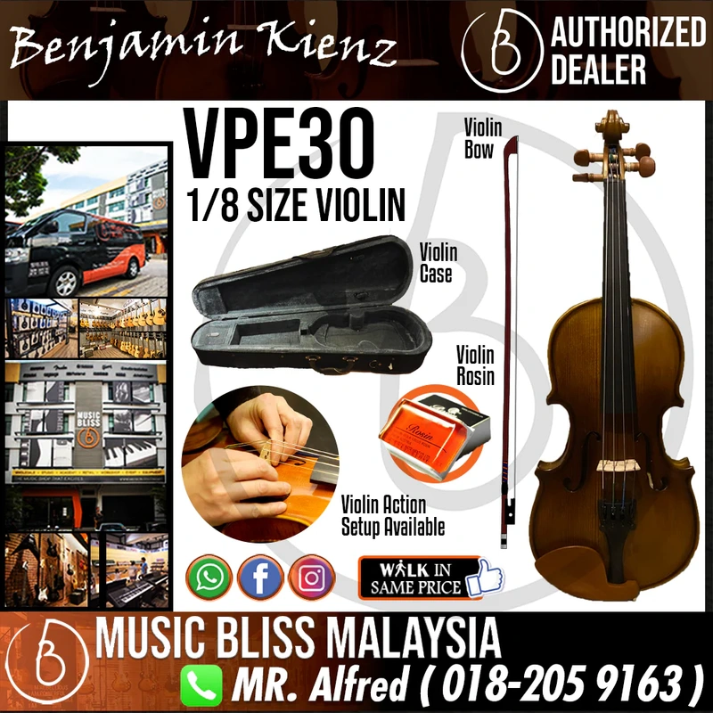 Benjamin Kienz Selection VPE30 1/8 Size Violin with Case for 3-5 years old