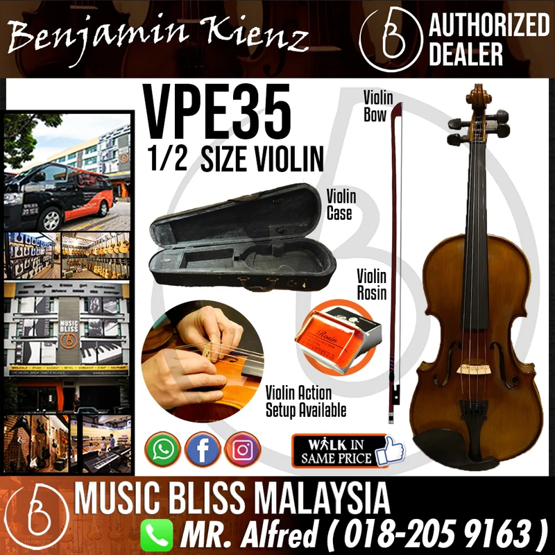 Benjamin Kienz Selection VPE35 1/2 Size Violin with Case for 6-10 years old
