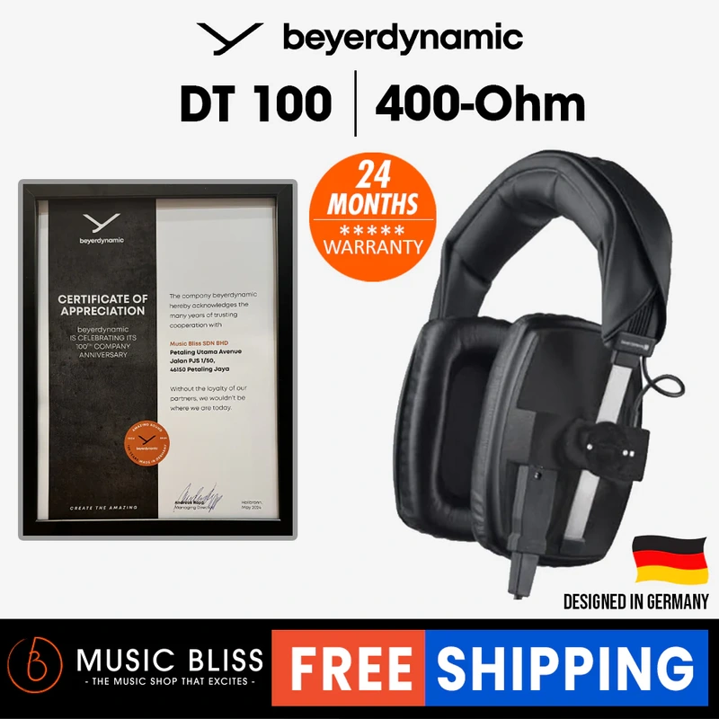 Beyerdynamic DT 100 400 Ohm Closed Back Over Ear Headphones, Monitor headphones for studio and ENG/EFP applications